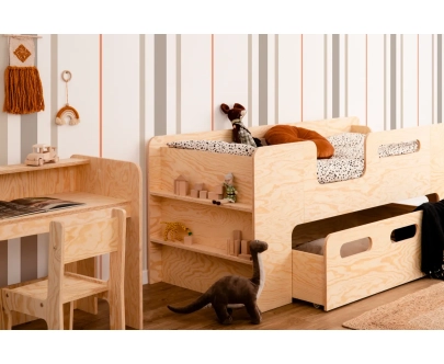 Kinderbett mit Schublade und Lattenrost PIPI Montessori Holz