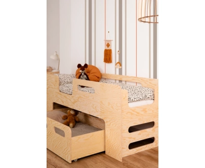 Kinderbett mit Schublade und Lattenrost PIPI Montessori Holz