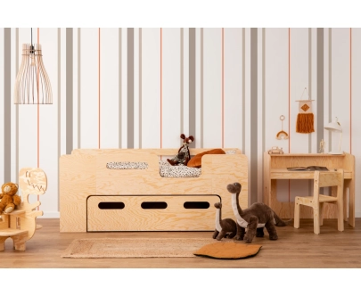 Kinderbett mit Schublade und Lattenrost PIPI Montessori Holz