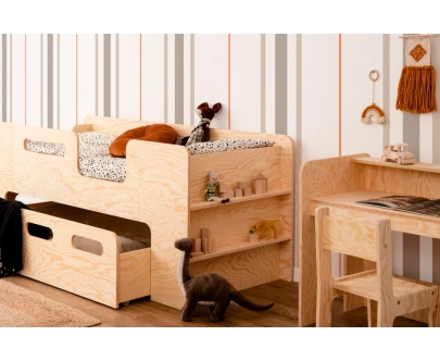Kinderbett mit Schublade und Lattenrost PIPI Montessori Holz
