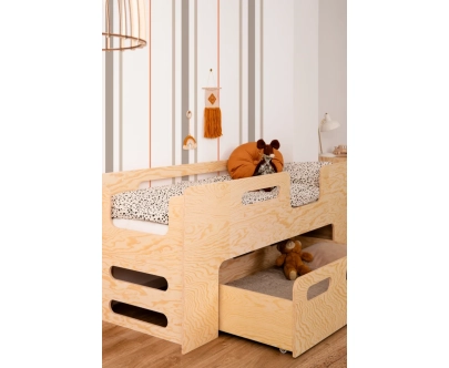 Kinderbett mit Schublade und Lattenrost PIPI Montessori Holz