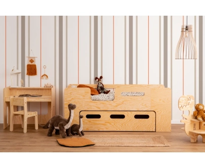 Kinderbett mit Schublade und Lattenrost PIPI Montessori Holz