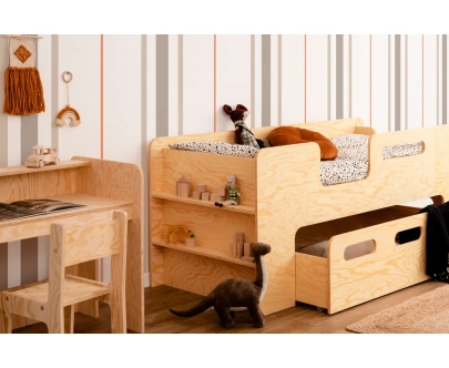 Kinderbett mit Schublade und Lattenrost PIPI Montessori Holz
