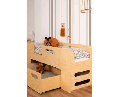 Kinderbett mit Schublade und Lattenrost PIPI Montessori Holz