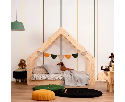 Hausbett für Kinder mit niedriger Konstruktion und Lattenrost MOON G Montessori Holz