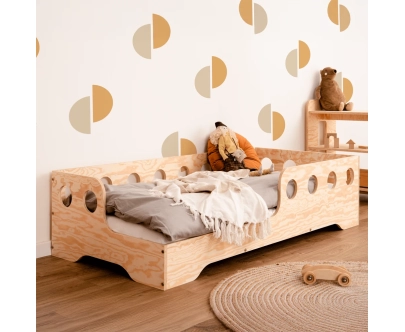 Einzelbett für Kinder mit Rausfallschutz und Lattenrost TILA 5 Montessori Holz