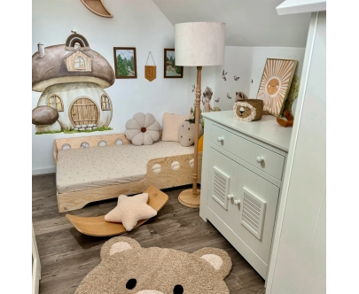 Einzelbett für Kinder mit Rausfallschutz und Lattenrost TILA 5 Montessori Holz