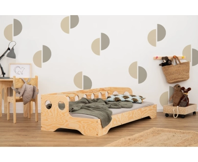 Einzelbett für Kinder mit Rausfallschutz und Lattenrost Sofa TILA 5S Montessori Holz