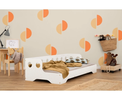 Einzelbett für Kinder mit Rausfallschutz und Lattenrost Sofa TILA 5S Montessori Holz
