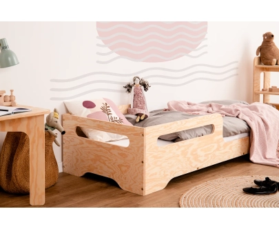 Einzelbett für Kinder mit Rausfallschutz und Lattenrost TILA 3 Montessori Holz