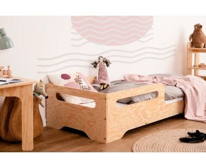 Einzelbett für Kinder mit Rausfallschutz und Lattenrost TILA 3 Montessori Holz