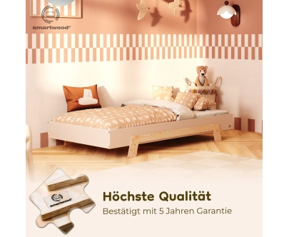 Einzelbett für Kinder mit Lattenrost PUZZLE Montessori Holz