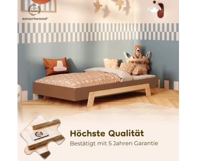 Einzelbett für Kinder mit Lattenrost PUZZLE Montessori Holz