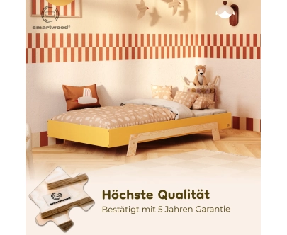 Einzelbett für Kinder mit Lattenrost PUZZLE Montessori Holz