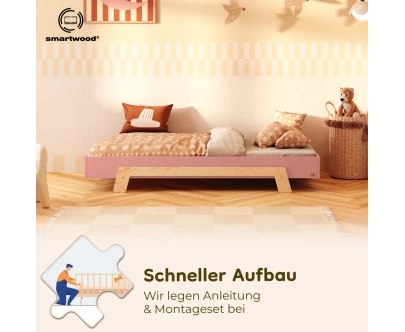 Einzelbett für Kinder mit Lattenrost PUZZLE Montessori Holz