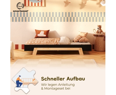 Einzelbett für Kinder mit Lattenrost PUZZLE Montessori Holz