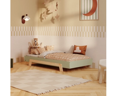 Einzelbett für Kinder mit Lattenrost PUZZLE Montessori Holz