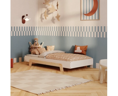 Einzelbett für Kinder mit Lattenrost PUZZLE Montessori Holz