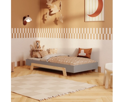 Einzelbett für Kinder mit Lattenrost PUZZLE Montessori Holz