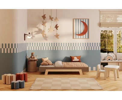 Einzelbett für Kinder mit Lattenrost PUZZLE Montessori Holz