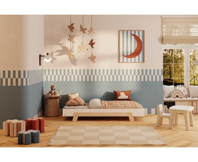 Einzelbett für Kinder mit Lattenrost PUZZLE Montessori Holz