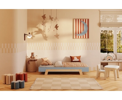 Einzelbett für Kinder mit Lattenrost PUZZLE Montessori Holz