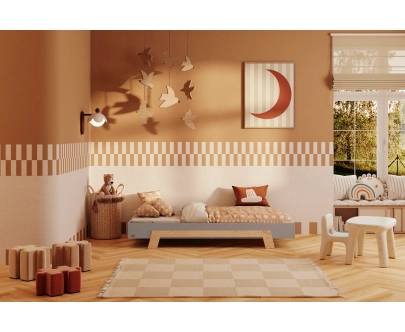 Einzelbett für Kinder mit Lattenrost PUZZLE Montessori Holz