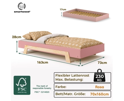 Einzelbett für Kinder mit Lattenrost PUZZLE Montessori Holz