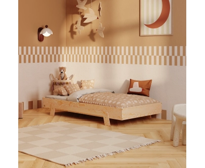 Einzelbett für Kinder mit Lattenrost PUZZLE Montessori Holz