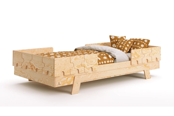 Einzelbett PUZZLE BR2 – Kinderbett mit Rausfallschutz und Lattenrost