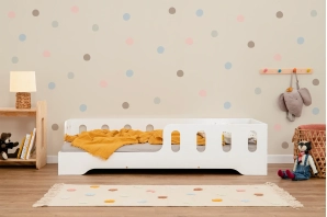 Einzelbett für Kinder mit Rausfallschutz und Lattenrost TILA 1 Montessori Holz