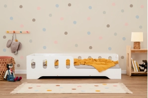 Einzelbett für Kinder mit Rausfallschutz und Lattenrost TILA 1 Montessori Kiefer