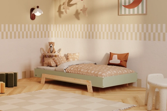 Einzelbett für Kinder mit Lattenrost PUZZLE Montessori Holz