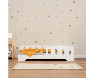 Einzelbett für Kinder mit Rausfallschutz und Lattenrost TILA 1 Montessori Holz