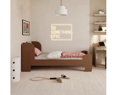 Einzelbett für Kinder und Jugendliche mit Ablage und Lattenrost FLOU Klassisch Holz