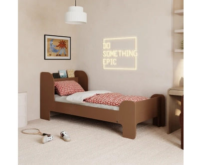 Einzelbett für Kinder und Jugendliche mit Ablage und Lattenrost FLOU Klassisch Holz