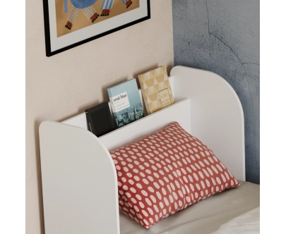 Einzelbett für Kinder und Jugendliche mit Ablage und Lattenrost FLOU Klassisch Holz