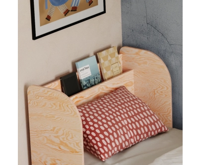 Einzelbett für Kinder und Jugendliche mit Ablage und Lattenrost FLOU Klassisch Holz