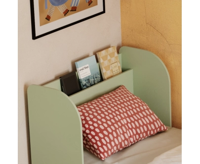 Einzelbett für Kinder und Jugendliche mit Ablage und Lattenrost FLOU Klassisch Holz