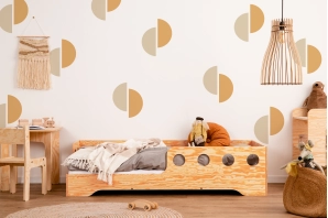 Einzelbett für Kinder mit Rausfallschutz und Lattenrost TILA 5 Montessori Holz