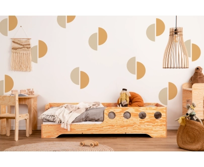 Einzelbett für Kinder mit Rausfallschutz und Lattenrost TILA 5 Montessori Holz