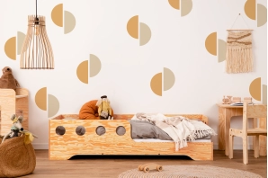 Einzelbett für Kinder mit Rausfallschutz und Lattenrost TILA 5 Montessori Holz