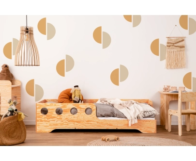Einzelbett für Kinder mit Rausfallschutz und Lattenrost TILA 5 Montessori Holz