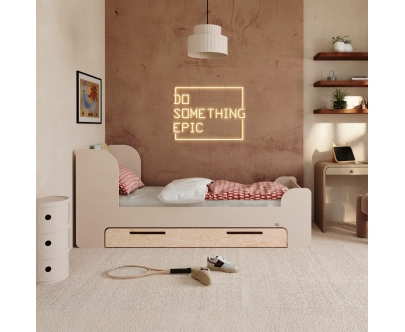 Einzelbett für Kinder und Jugendliche mit Schublade und Lattenrost FLOU D Klassisch Holz