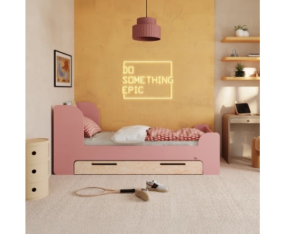 Einzelbett für Kinder und Jugendliche mit Schublade und Lattenrost FLOU D Klassisch Holz