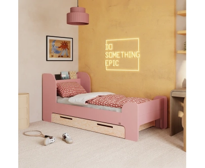 Einzelbett für Kinder und Jugendliche mit Schublade und Lattenrost FLOU D Klassisch Holz