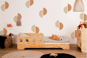 Einzelbett für Kinder mit Rausfallschutz und Lattenrost TILA 6C Montessori Holz
