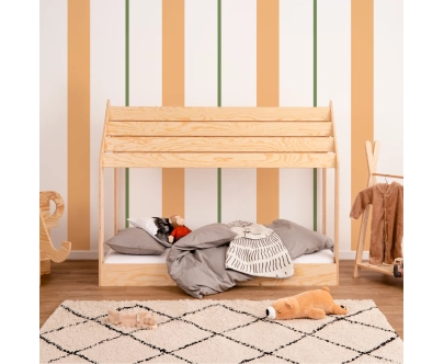 Hausbett für Kinder mit niedriger Konstruktion und Lattenrost MOON M Montessori Holz