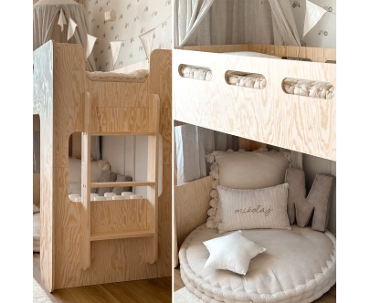Hochbett für Kinder mit Lattenrost MIMI A Montessori Holz