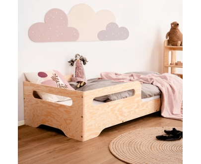 Einzelbett für Kinder mit Rausfallschutz und Lattenrost TILA 3 Montessori Holz